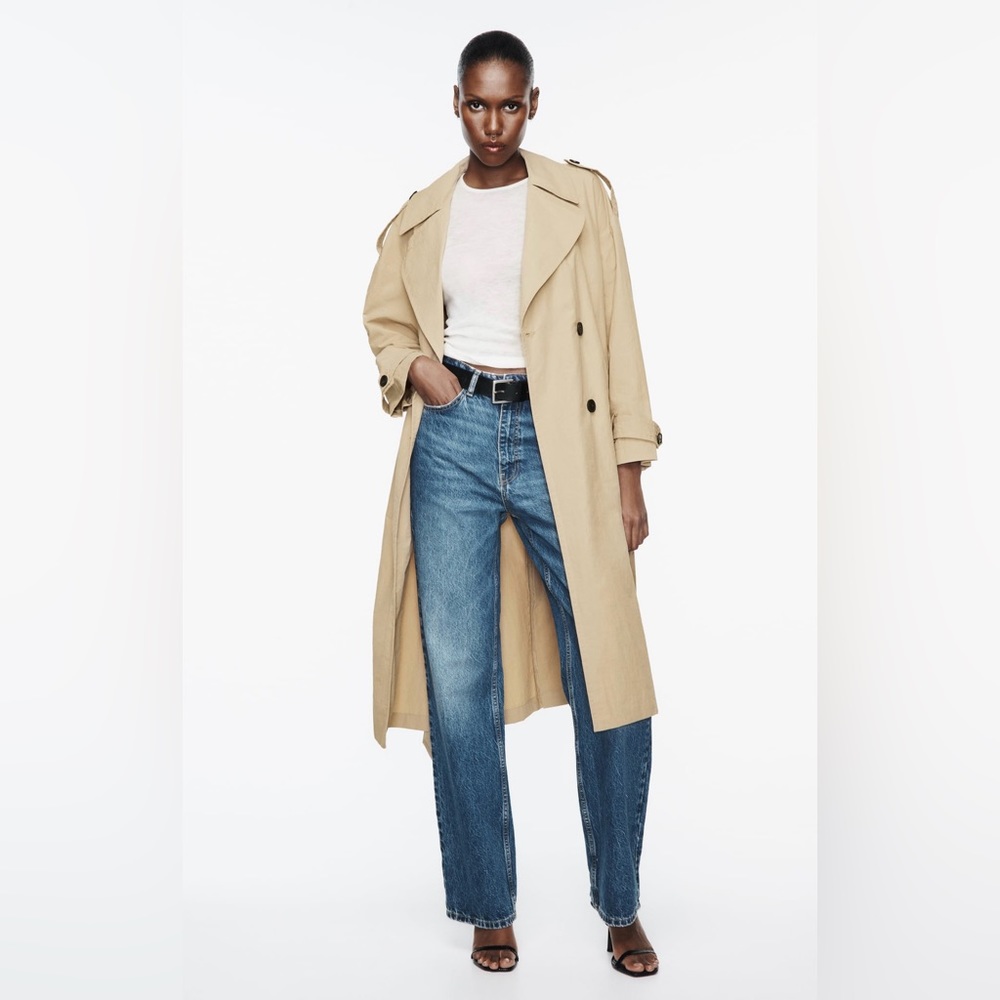 NWT Zara Tan Trench Coat Size Medium